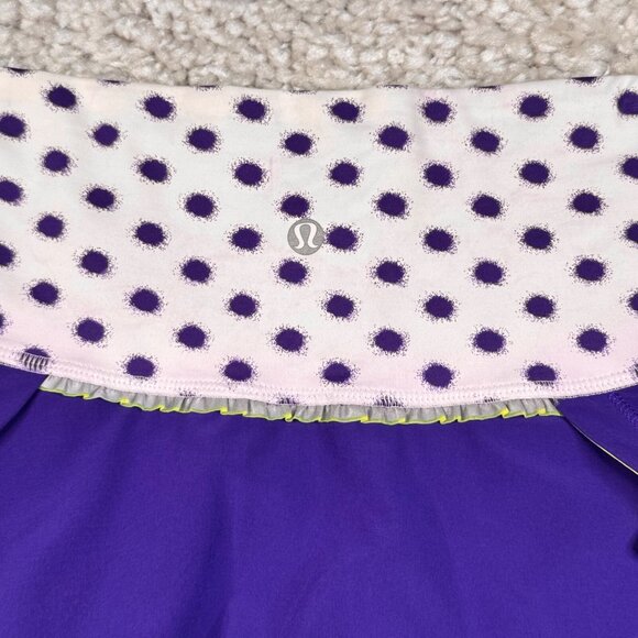 Lululemon Presta Shirt Purple Polka Dot White Womens 6 NEW - Picture 7 of 9